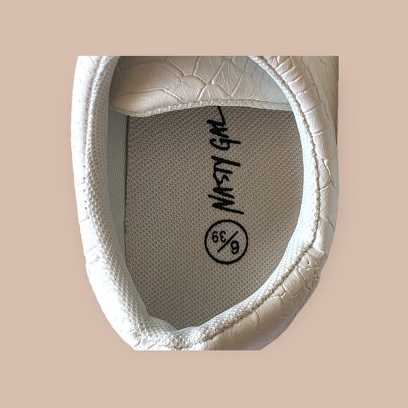 Nasty Gal Faux Croc Leather Platform Sneakers Size US 8/ UK 6 White - Picture 8 of 10